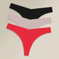 3PCS Women Ice Silk Seamless Thongs Underpants Sexy V-Waist Ultra-thin Panties Girls Low Rise Invisible G-string Lingerie XS-XL