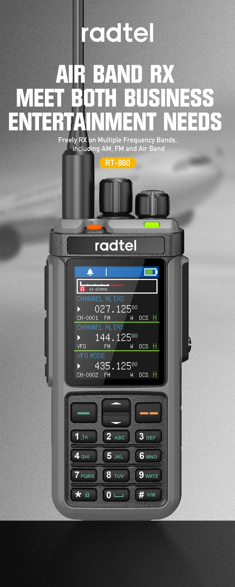 Radtel RT-880G 10w APRS+GPS Ham Radio with Cross Band Repeater Short Wave HF SSB CB  Walkie Talkie  AM USB LSB CW 1024 Channels
