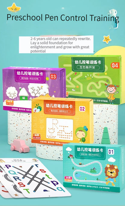 Magical Tracing Workbook Set Reusable Magic Practice Copybook for Kids with Drawing Pens and Eraser Learning Books Writing
