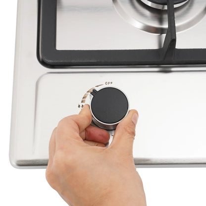 2-Burner Stainless Steel Gas Hob 3KW+1.75KW Portable Gas Stove Countertop/Flush Mounted 51*31*10cm