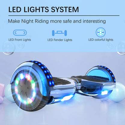 RCB KIDS Hoverboard Two Wheel Self Balancing Scooter 6.5" with Bluetooth Speaker LED Lights Ride On Toy Gift for Kids & Adults