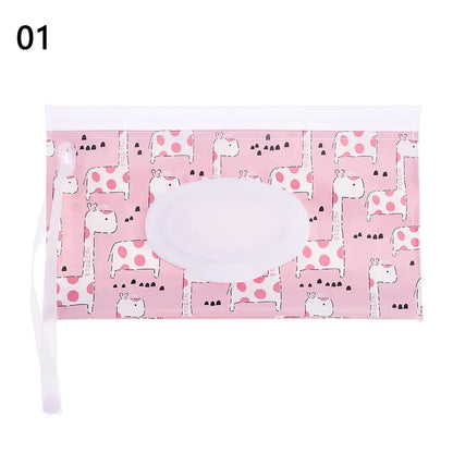 Cute EVA Baby Wet Wipe Pouch Wipes Holder Case Flip Cover Snap-Strap Reusable Refillable Wet Wipe Bag Outdoor Home Tissue Box