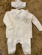 Dollbling Baby Boys' Knit Ribbed Romper Jumpsuit with Bodysuit and Hat 3pcs Set Newborn Cotton Knitted Sweater Romper Suit
