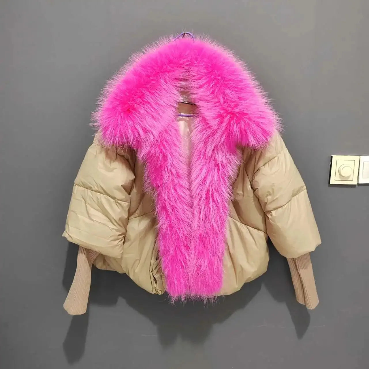 Oversized Winter Warm Real Fox Fur Collar Black Down Coat Women Puffer Outerwear Jackets 2024 Autumn Winter