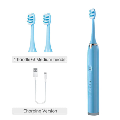 Tongwode Electric Sonic Toothbrush USB Rechargeable Waterproof Electronic Ultrasonic Whitening Tooth Brushes Replacement Heads