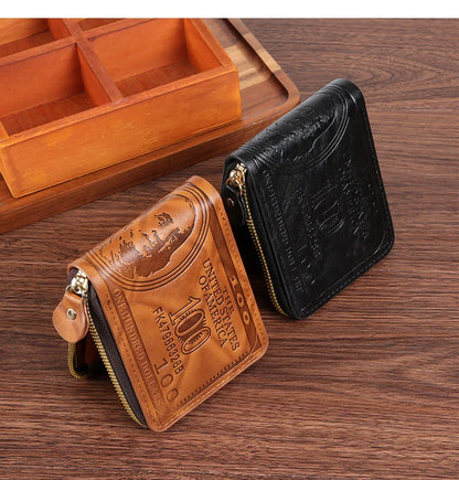Men Wallet with Zipper 100 US Dollar Pattern Card Holder Coin Pocket Purse Cartera Hombre Carteras