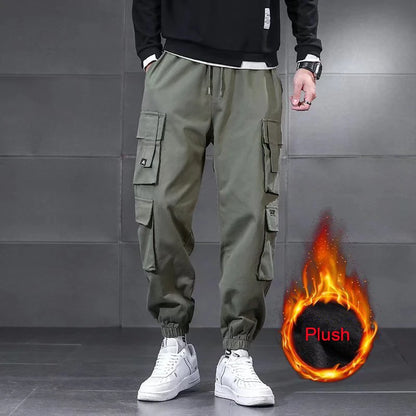 New Winter Lambswool Outdoor Waterproof Cargo Pants Men Warm Casual Pants Men Sportswear Winter Sports Outwear Sweatpants