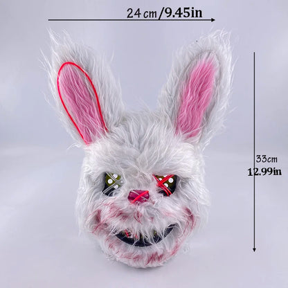 LED Bloody Rabbit Mask Glowing Killer Black Bear Mask Halloween Dance Party Cosplay Costume Props Assassinated Plush Rabbit Mask