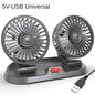 EAFC 5V 12V Car Fan Dual Head Air Cooling Fan 360° Adjustable USB Mini Protable Auto Air Fan Low Noise Car Accessories