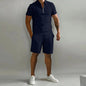 Cross border Amazon Men's Set 2025 Autumn New Men's Polo Casual Loose Short sleeved Shorts Sports Set