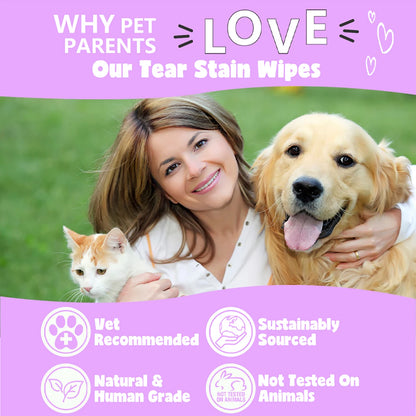1-Pack Gentle Pet Eye Wipes - Plant Extracts No Irritation Tear Stain Remover for Cats Dogs Portable Eye Care Essentials