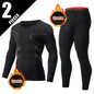 2-piece Men's Autumn And Winter Solid Color Round Neck Fashionable Printed Sports Thermal Underwear Set Simple And Comfortable