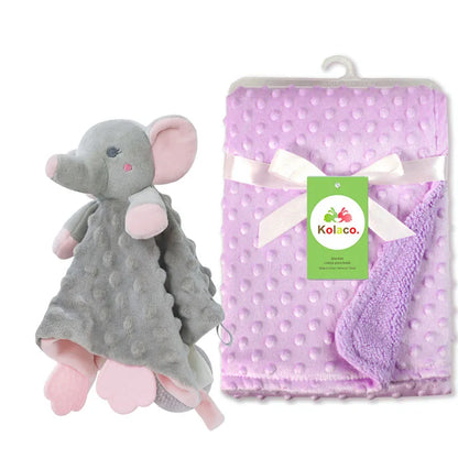 Custom Name Baby Blanket Personalized Baby Shower Gift Soft Minky Dot 2-in-1 Blanket & Lovey Set for Boys Girls