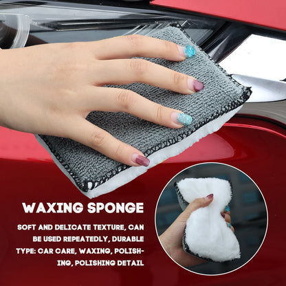 1/3/10Pcs Car Cleaning Microfiber Sponge Auto Interior Fleece Scrubbing Towel for Plastic Leather Wax Sponge Car Cleaning Tools