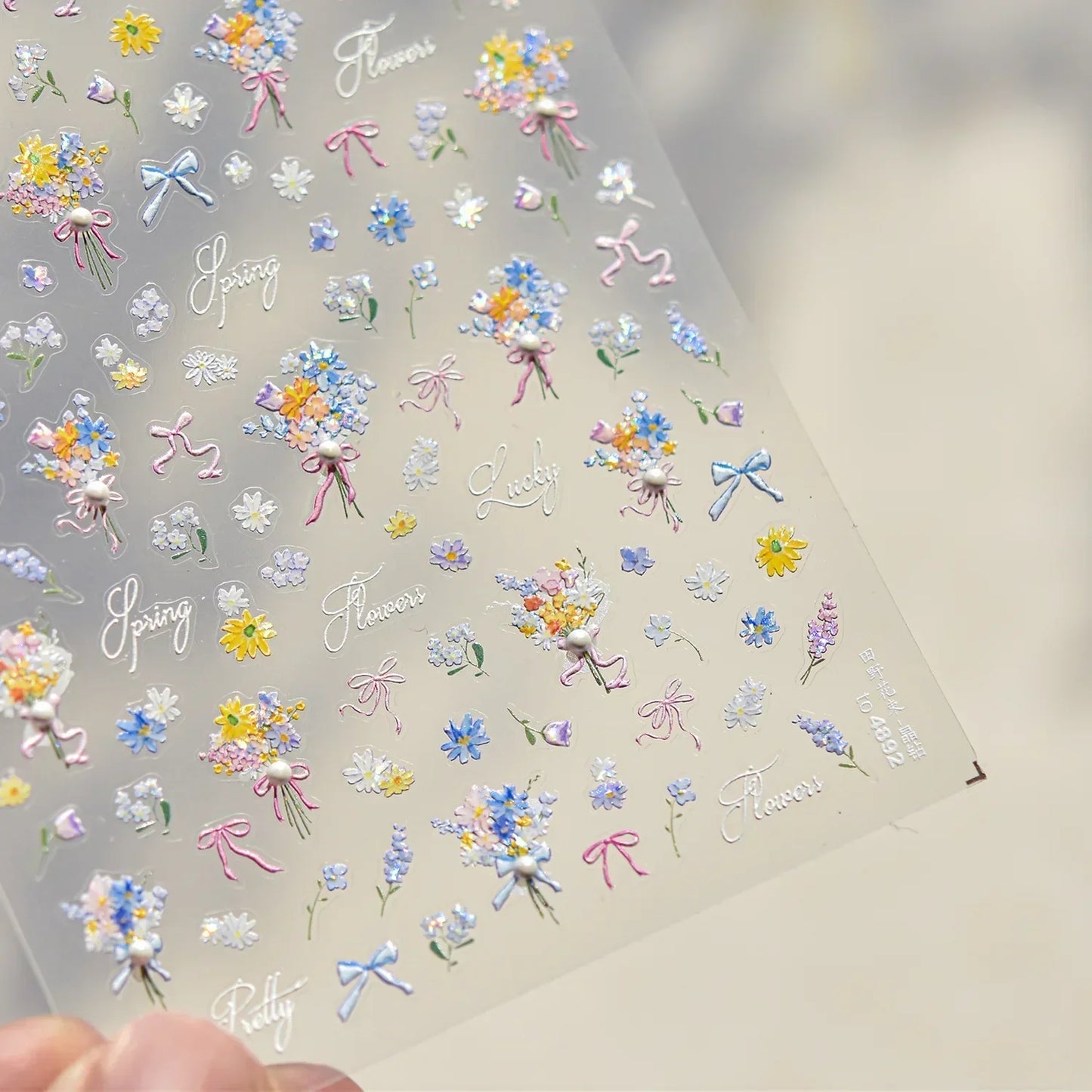 White Flower Petal Cherry Blossom Peach Blossom Falling Petal Floral Gradient 5D Self Adhesive Nail Art Sticker Manicure Decals
