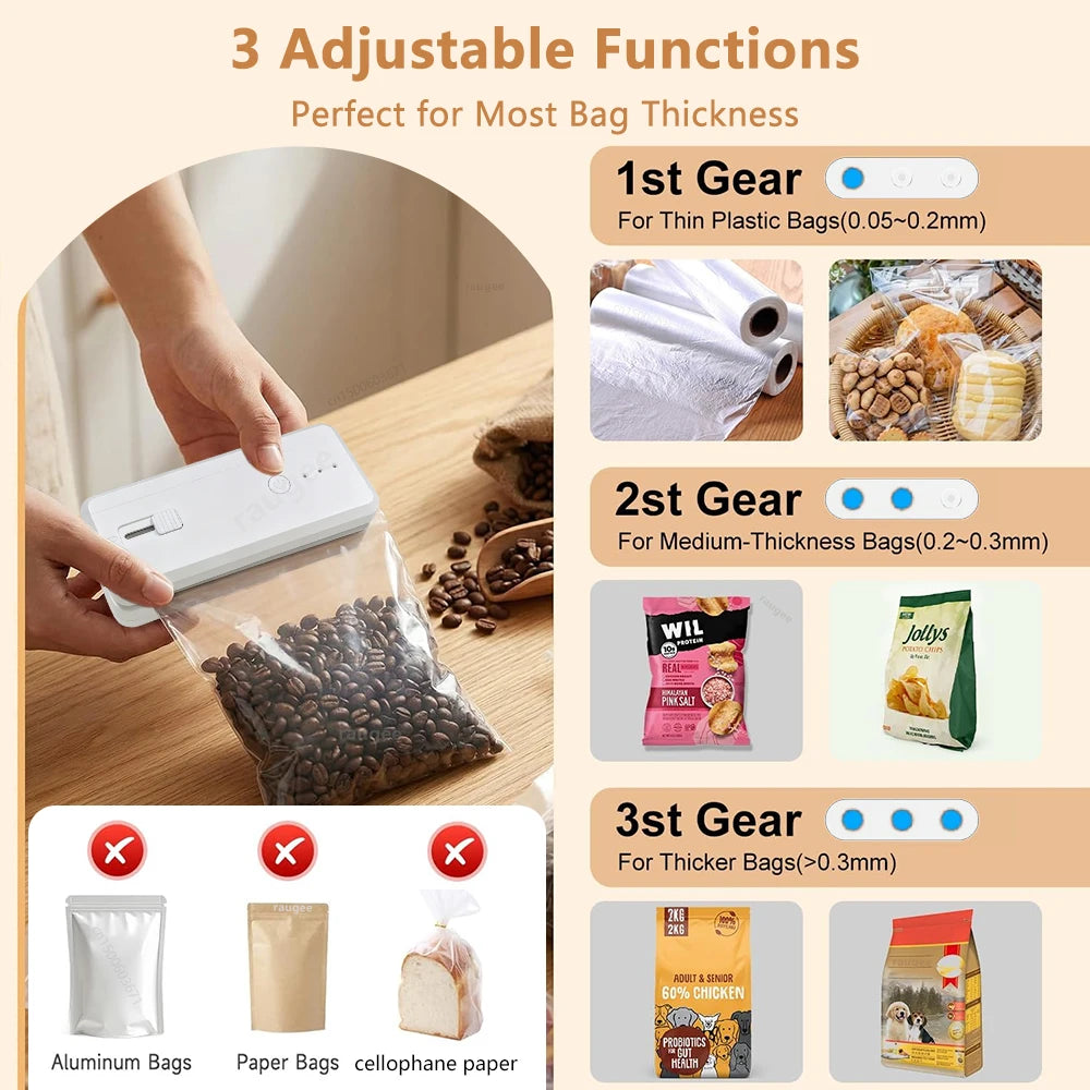 Plastic Bag Sealer Mini Heat Bag Sealing Machine Rechargeable Handheld Plastic Storage Package Sealer Clip Bag Food Heat Sealer