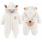 Cute Plush Bear Baby Boy Romper Infant Girl Overall Jumpsuit Autumn Winter Warm Fleece Hooded Baby Rompers Newborn Clothes 0-12M