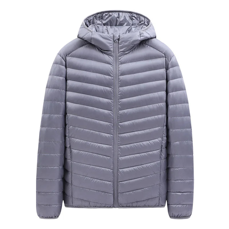 Men's Stand-Collar Hooded Lightweight Down Jacket for Winter - 90% Duck Down, Sporty, Warm & Versatile (Couple Style Available)