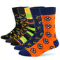 5 Pairs Mens Dress Socks Plus Large Size，High Quality Combed Cotton Crew Socks，Black Cool Argyle Breathable Casual Socks for Men
