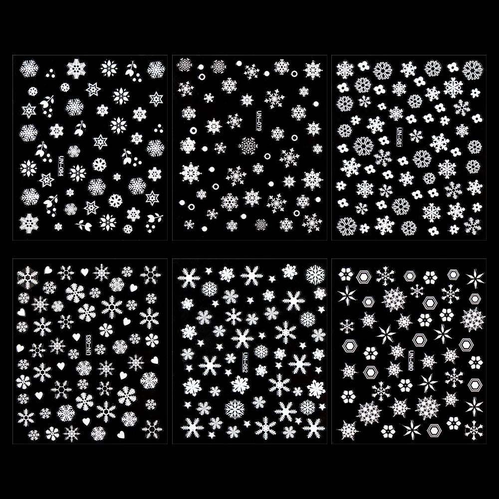 30 Sheets Christmas Nail Art Stickers Self Adhesive 3D White Snowflake Nail Decals Xmas Nail Supplies Christmas Manicure Sliders