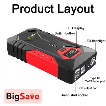 GKFLY 2000A/3000A/4000A Car Jump Starter Power Bank Petrol Diesel Car Battery Charger Starting For Auto Battery Booster