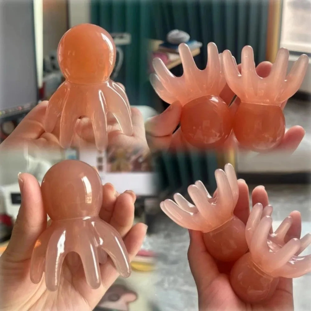 Octopus Massage Comb Resin Head Meridian Scraping Scalp Massage Brush Acupuncture SPA Gua Sha Massage Comb for Fatigue Relief