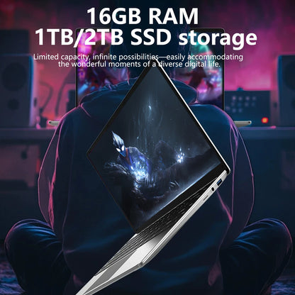 LENO Laptop 14.1" Windows 11 16GB RAM 2TB SSD Intel N3700 Ultra Slim Notebook Gamer 1080P  Display Office Study Computer PC