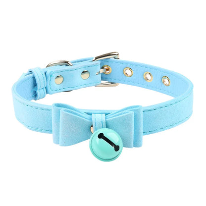 6 Colors Sexy PU Leather Bowknot Necklace Collar With Bell Bdsm Cosplay Slave For Women Bondage Gothic Choker Exotic Accessories