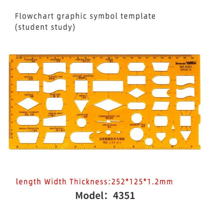 Geometric Drawing Template Set With Measuring Ruler - Yellow Transparent Plastic Tools+Bonus PE Zipper Bag - For Architecture