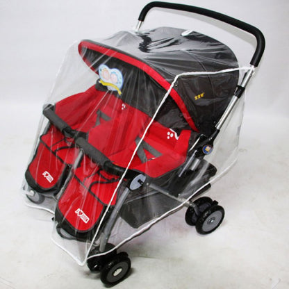 Baby Pushchs Rain Cover for Twins Clear Stroller Raincoat Wind Dust Shield