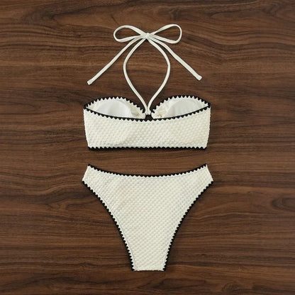 Sexy Bikini Set Shell Edge Hanging Neck Strap Trendy Cross Border Divide System Band Chinese Brand Women's Swimwear