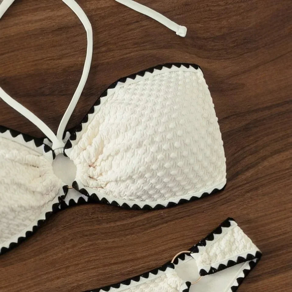 Sexy Bikini Set Shell Edge Hanging Neck Strap Trendy Cross Border Divide System Band Chinese Brand Women's Swimwear