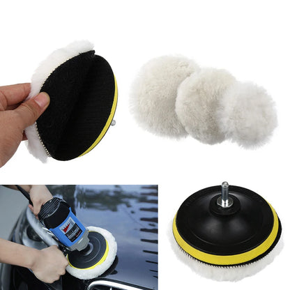 5Pcs Wool Car Polishing Pad Set For Polisher Machine Waxing Polishing Buffing Auto Paint Care Polisher Pads 3/4/5/6/7 Inch