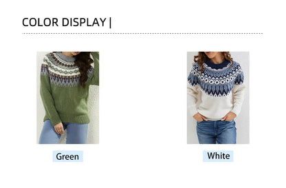 Plus Size  Pattern Knitted Sweater, Autumn and Winter Casual Long Sleeve Pullover Sweater, Women's Plus Size Clothing