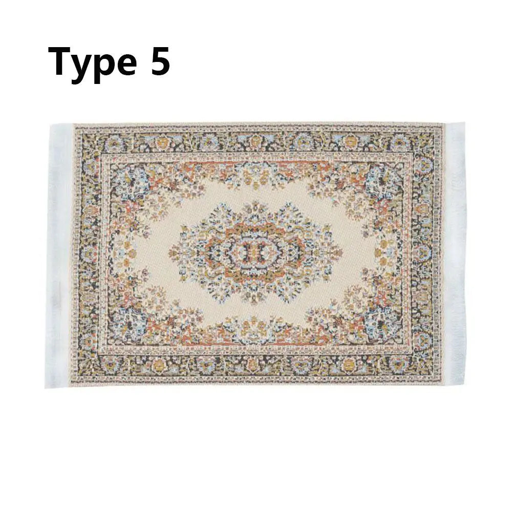 Turkish Style Miniature Weaving Rug Playing House Floor Coverings Dollhouse Carpet  1:12 Scale Doll Accessories