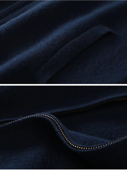 Men's 100% Merino Wool Thickened Sweater Polo Collar Business Zippered Cardigan Autumn Winter New Cashmere Jacket Knitted Top