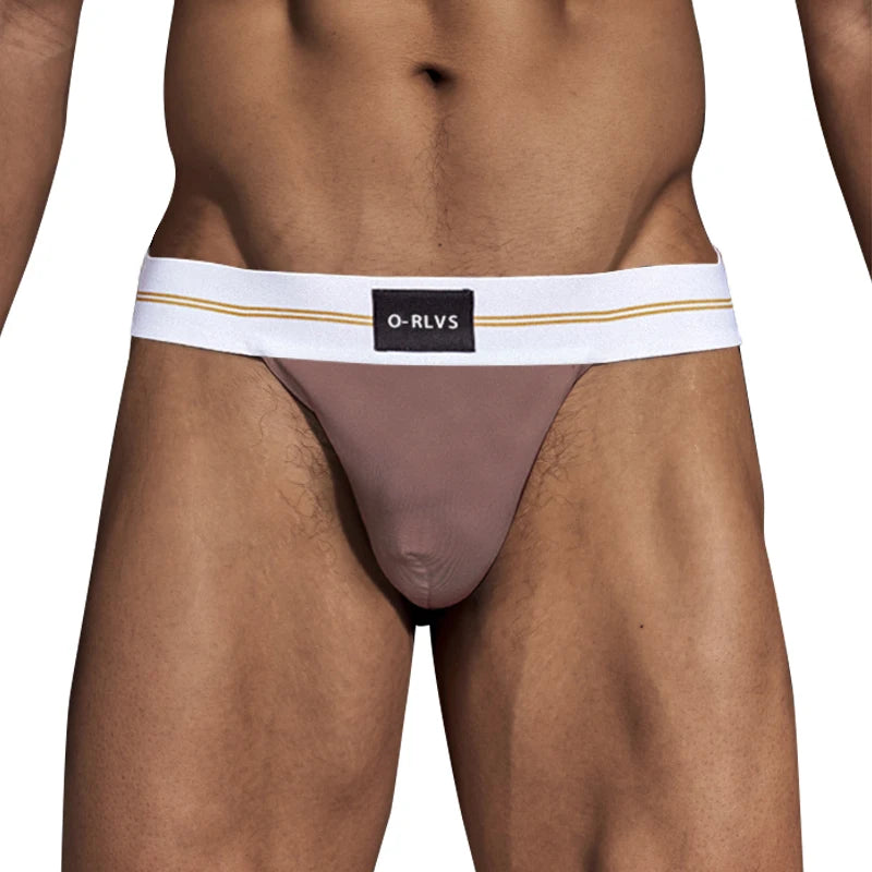 ORLVS Briefs Male Seamless Hip Design Mens Underwaer Super Large Wide 5cm Elastic Band Independent Codpiece Boy Short Pants