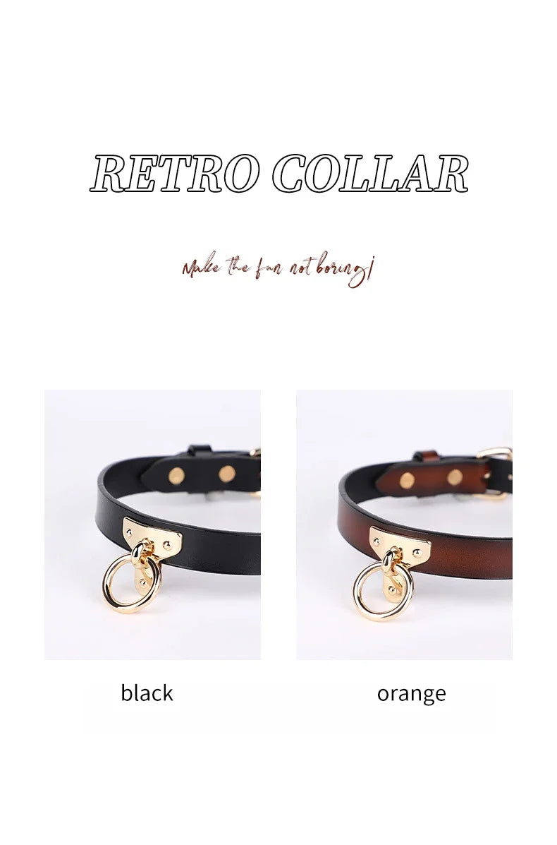 Genuine Leather Series Collar Slave Bed Neck Restraint Belt Strap BDSM Female Couple Bondage Erotic Fun Sex Toys Adult Games