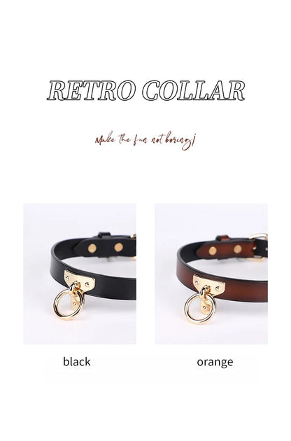 Genuine Leather Series Collar Slave Bed Neck Restraint Belt Strap BDSM Female Couple Bondage Erotic Fun Sex Toys Adult Games