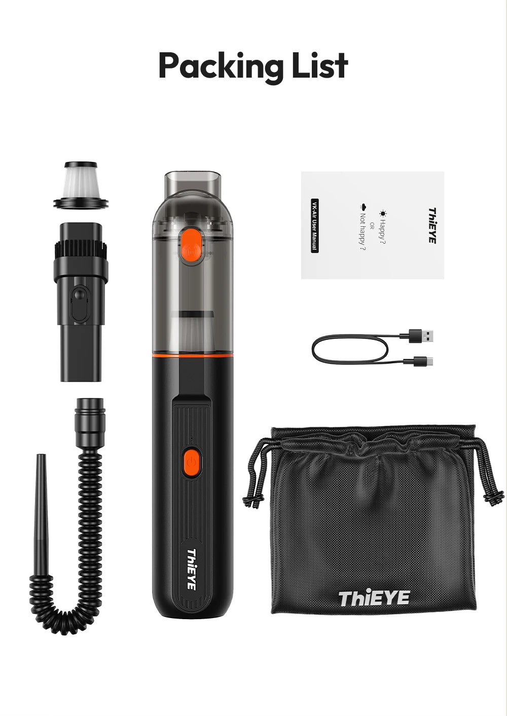 ThiEYE Cordless Car Vacuum Cleaner 6500pa Portable Powerful Car Aspirator Vacuum & Blowing 2 in 1 Wireless Handheld Auto Vacuum