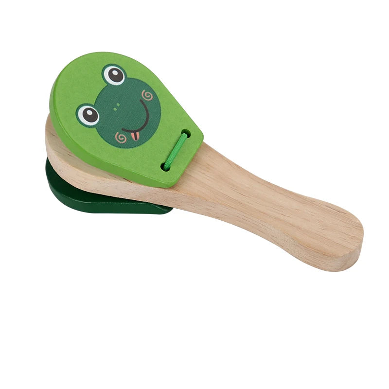 Wooden Half Round Hand Ringing Bell Children Musical Orff Instruments Clapper Handle Educational Fun Toys Infant Teaching Aids