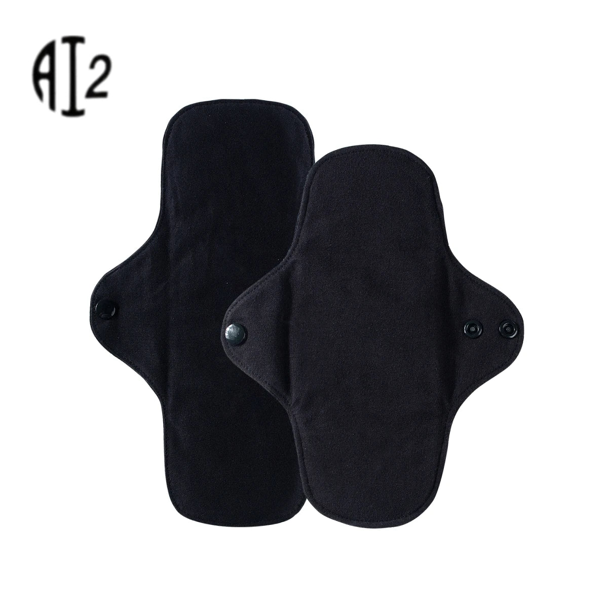 AI2 2PCS Black Pure Cotton Sanitary Pad Reusable Menstrual Pads Heavy Flow Women Menstrual Period Washable Sanitary Napkin