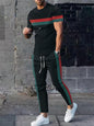 2025 Autumn Fashion Round-neck Short-sleeved Shirts And Casual Long Pants, Urban Street Loose And Casual Fashion Men's 2pcs Set