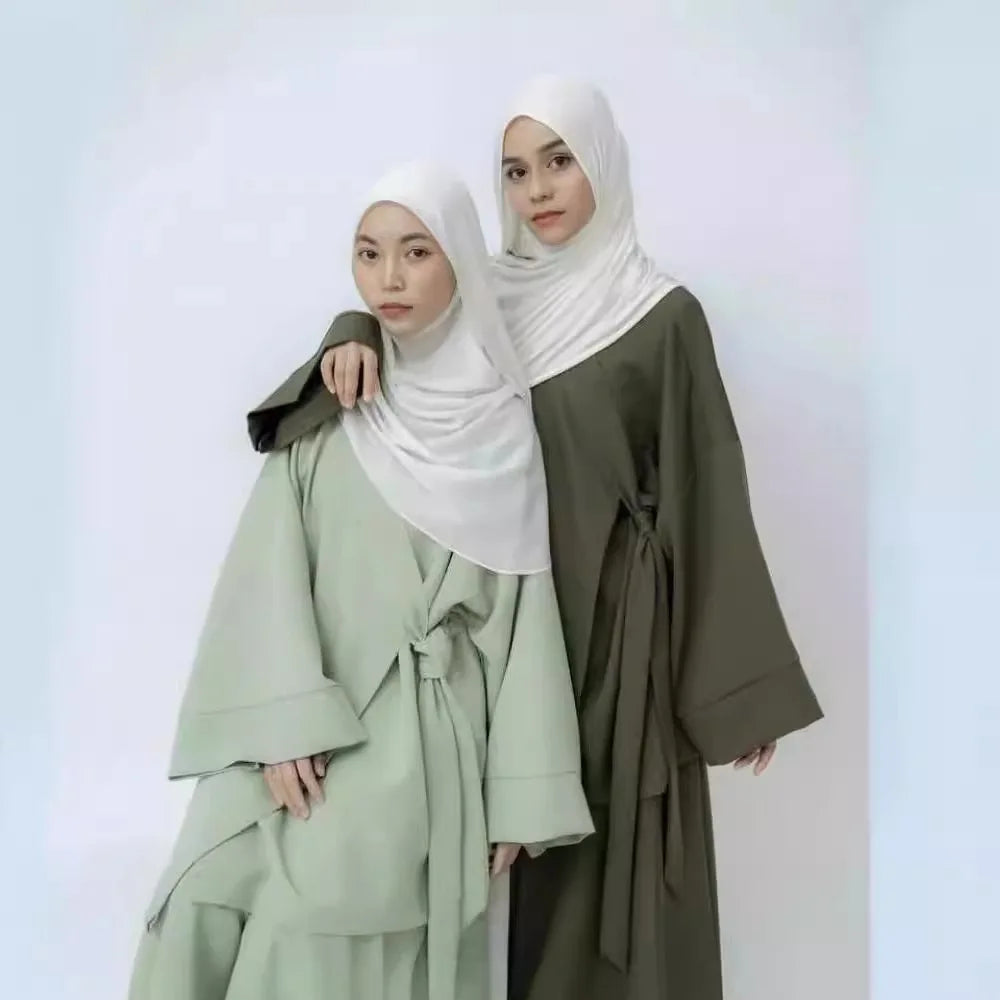 Nida Co Ord Set Kimono with Straps Skirt Ramadan Eid Islamic Cloting 2 Piece Sets Muslim Women Modest Dresses Ensembles Musulman