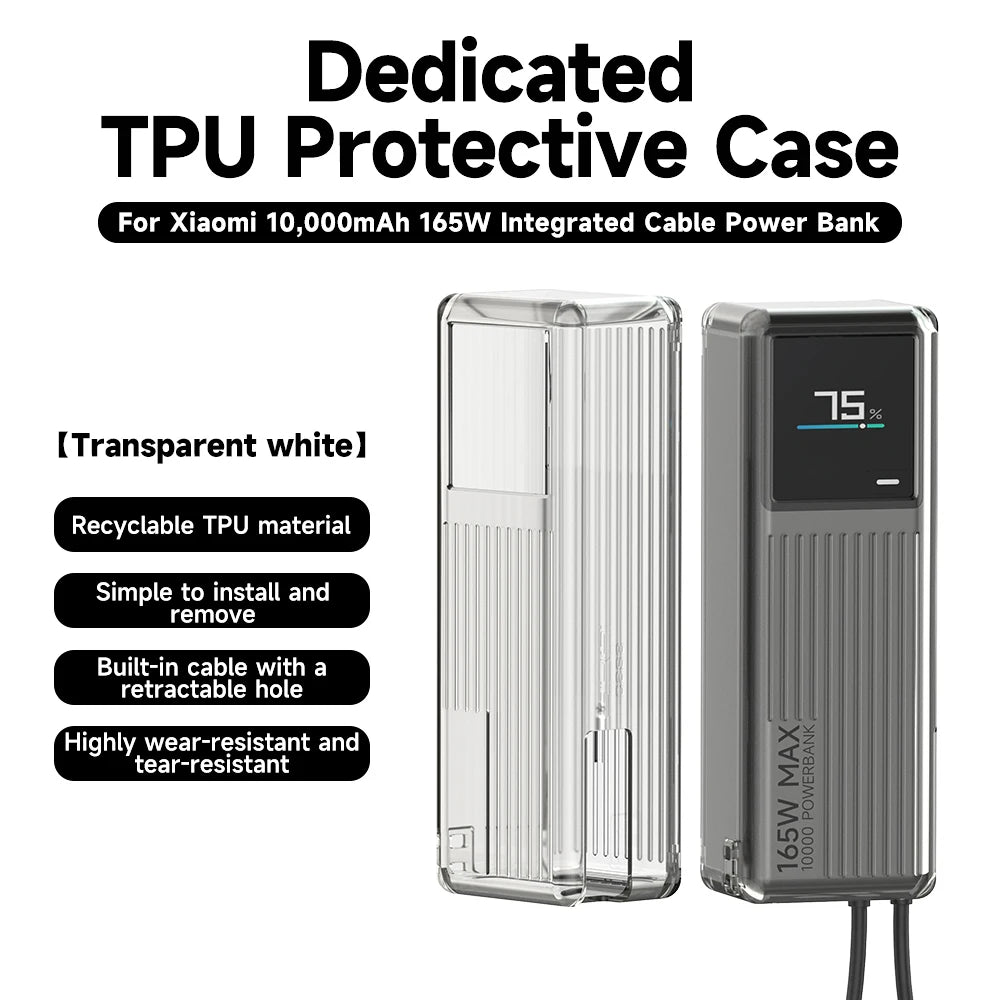 Sikai TPU case for Xiaomi 165W Power Bank 10000mAh PB1165MI with Built in USB C Cable Portable Charger Travel Storage Case