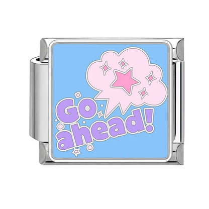 New Y2K Colorful Glaze English Word Italian Charm Link Fit 9mm Stainless Steel Jewelry DIY Making Bracelets For Gifts