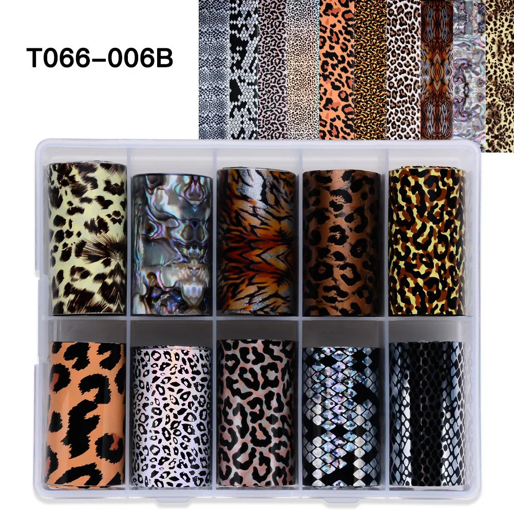 10 Patterns New Metal Nail Foils for Transfer Paper Stickers Floral Chameleon Nails Wraps DIY Water Marble Nail Art Decorations