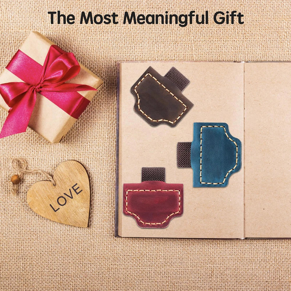 1pc Leather Bookmark Pen Holder Magnetic Buckle Magnet Clip Notebook Book Markers Page Divider for Stationery Supplies