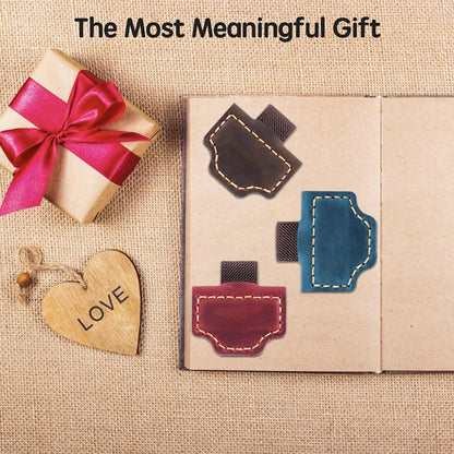 1pc Leather Bookmark Pen Holder Magnetic Buckle Magnet Clip Notebook Book Markers Page Divider for Stationery Supplies