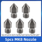Creality MK8 Nozzle 5PCS 0.2/0.4/0.6/0.8/1.0mm M6 Threaded Stainless Steel for 1.75mm Filament 3D Printer Extruder Print Head